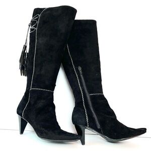 NINE WEST BLACK TASSEL ACCENT BOOTS